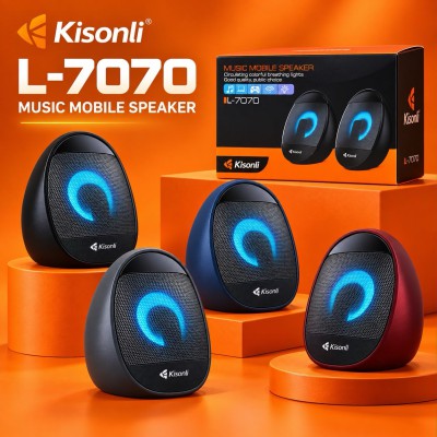 kisonli L-7070 2.0 speaker Mini Gaming Speakers USB Wired computer LED changing light speaker